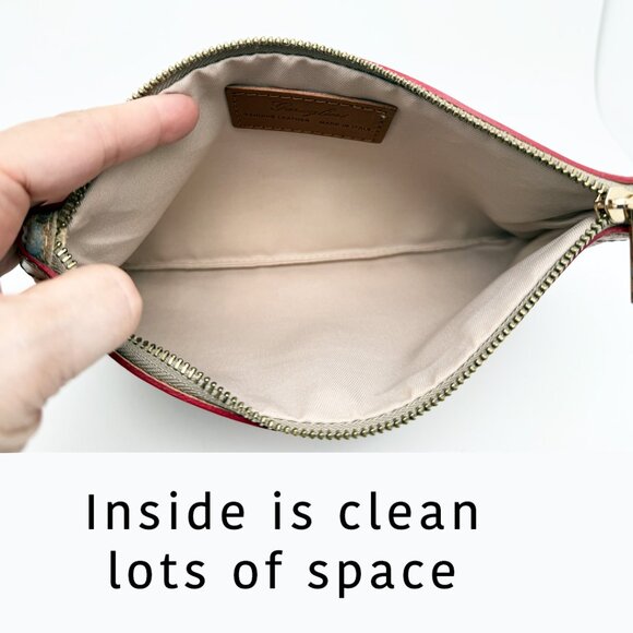 Garuglieri  Floral Leather with Tan Trim Clutch Pouch Made In Italy - Picture 9 of 13